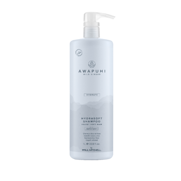 Hydrasoft Shampoo Awapuhi Wild Ginger 1l for all hair types, it delivers deep moisture while cleansing away impurities, leaving your hair soft, manageable